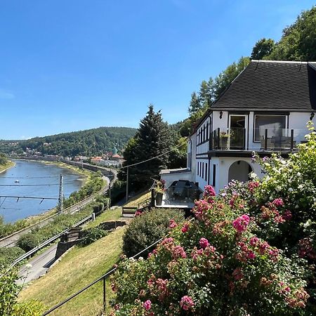 Saechsische-Schweiz-Ferienhaus-Wohnung-1-Mit-Elbblick-Sauna-Und-Kamin Königstein an der Elbe Exteriör bild