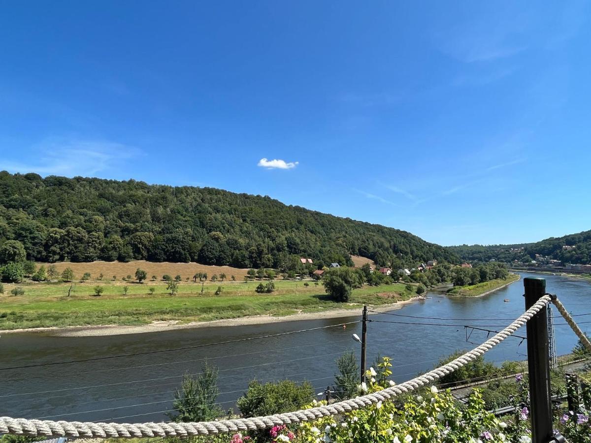 Saechsische-Schweiz-Ferienhaus-Wohnung-1-Mit-Elbblick-Sauna-Und-Kamin Königstein an der Elbe Exteriör bild